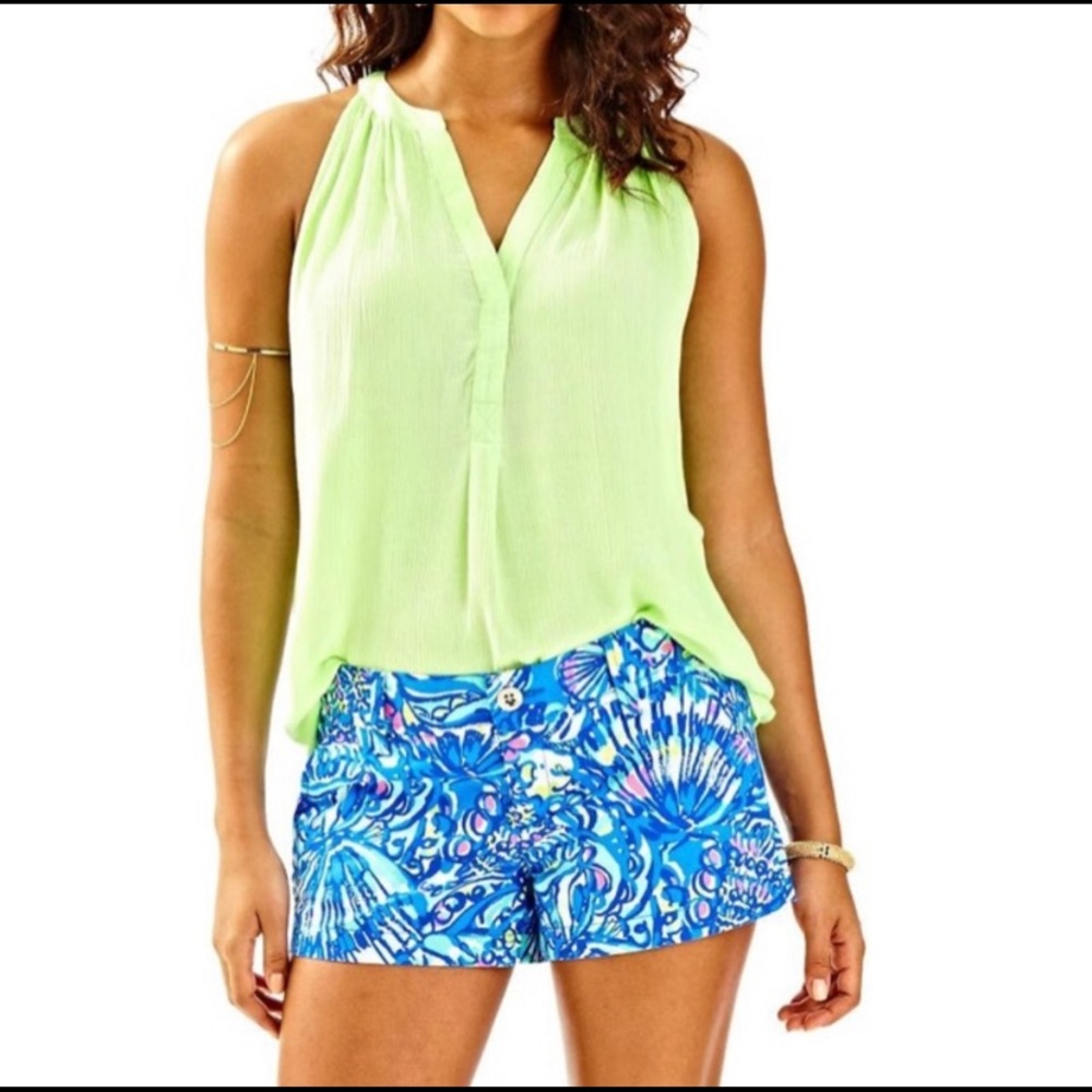 EUC Lilly Pulitzer 3" Walsh shorts Brilliant Blue Ceviche print
